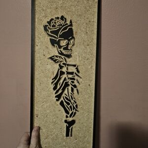 Black and Natural Skeleton Wood Wall Art